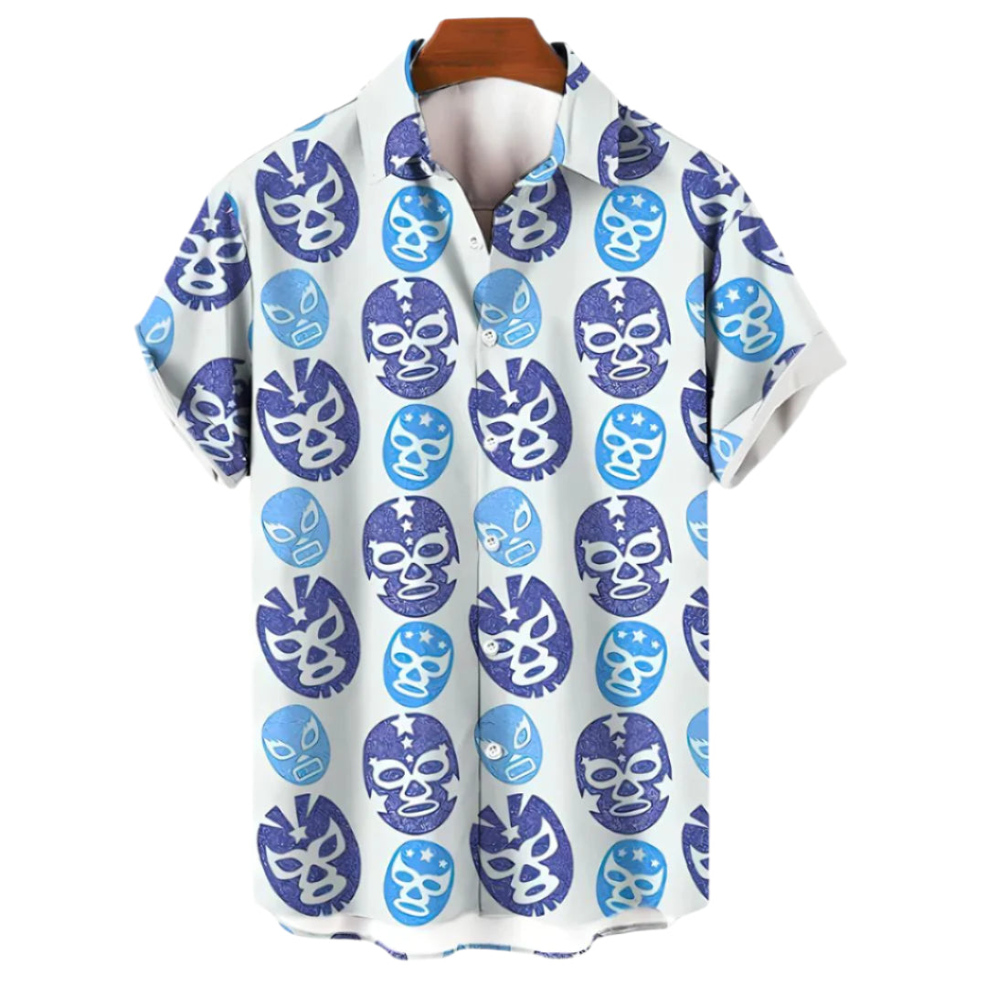 Heren T-shirt met Luchador Print en Relaxte Pasvorm 0