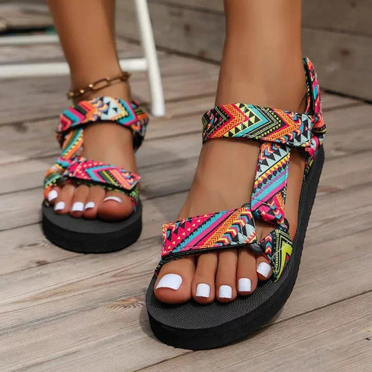 Dames Henneptouw Platte Strandsandalen