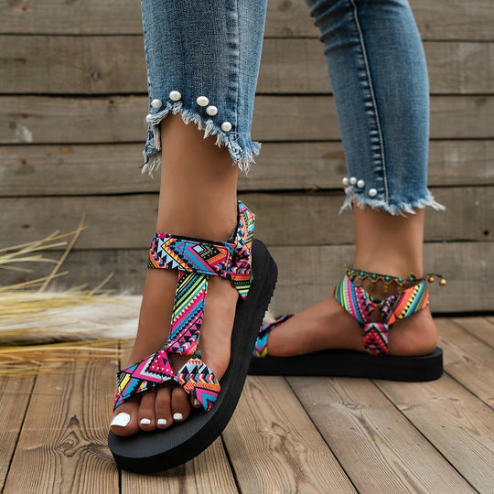 Dames Henneptouw Platte Strandsandalen