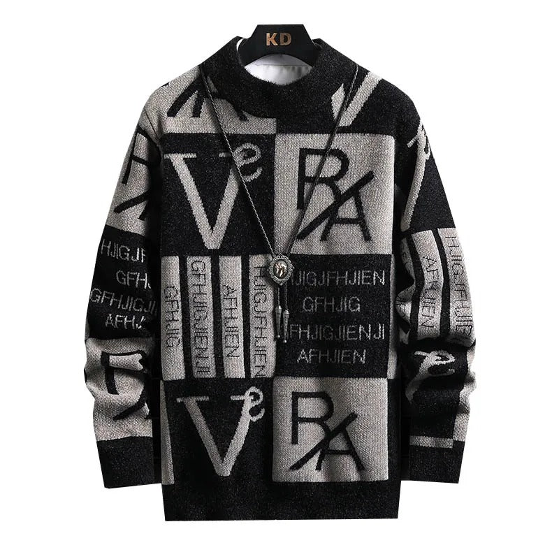 Heren Trui met gestreepte ronde hals