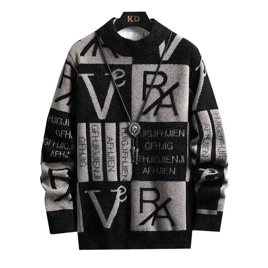 Heren Trui met gestreepte ronde hals