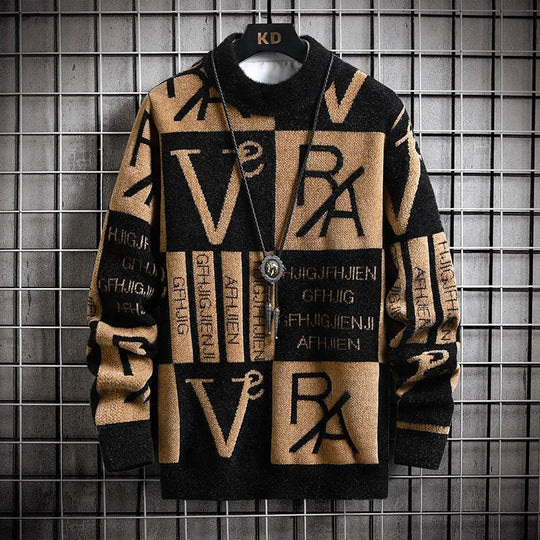 Heren Trui met gestreepte ronde hals