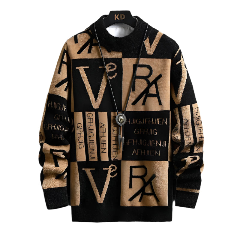 Heren Trui met gestreepte ronde hals