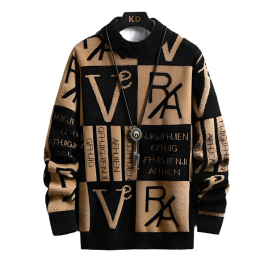 Heren Trui met gestreepte ronde hals