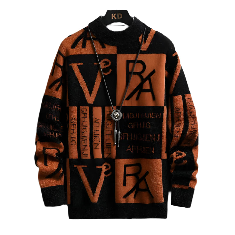 Heren Trui met gestreepte ronde hals