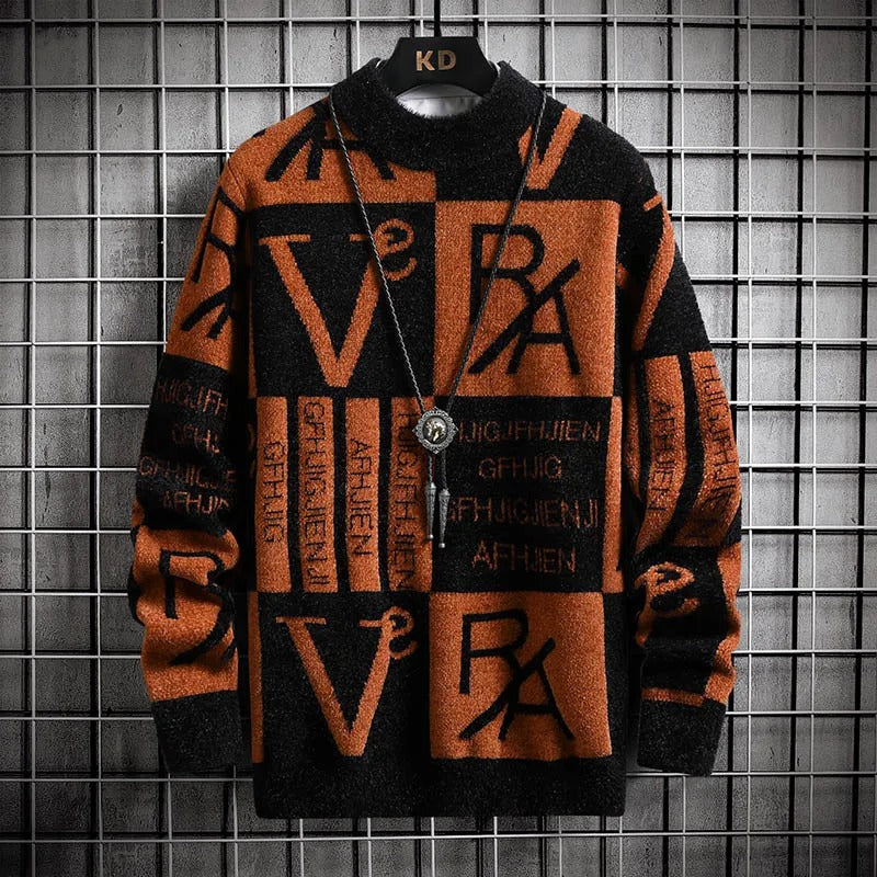 Heren Trui met gestreepte ronde hals