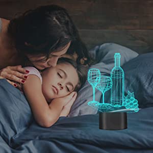 Wijn en glas 3D-illusielicht