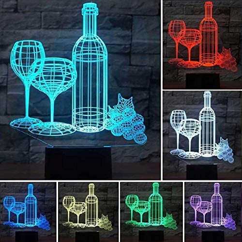 Wijn en glas 3D-illusielicht