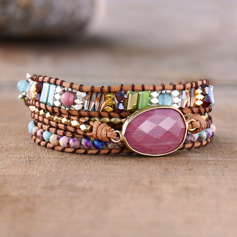Wikkelarmband - Rhodoniet & Imperial Jaspis Belleza