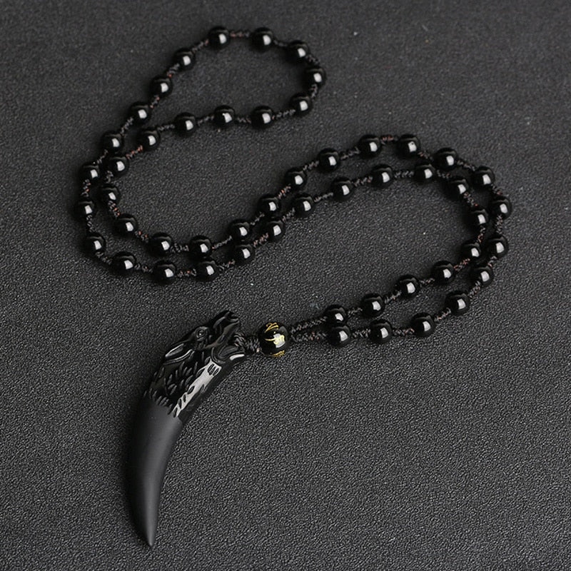 Obsidiaan Wolf Tand Hanger Ketting Belleza