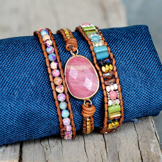 Wikkelarmband - Rhodoniet & Imperial Jaspis Belleza