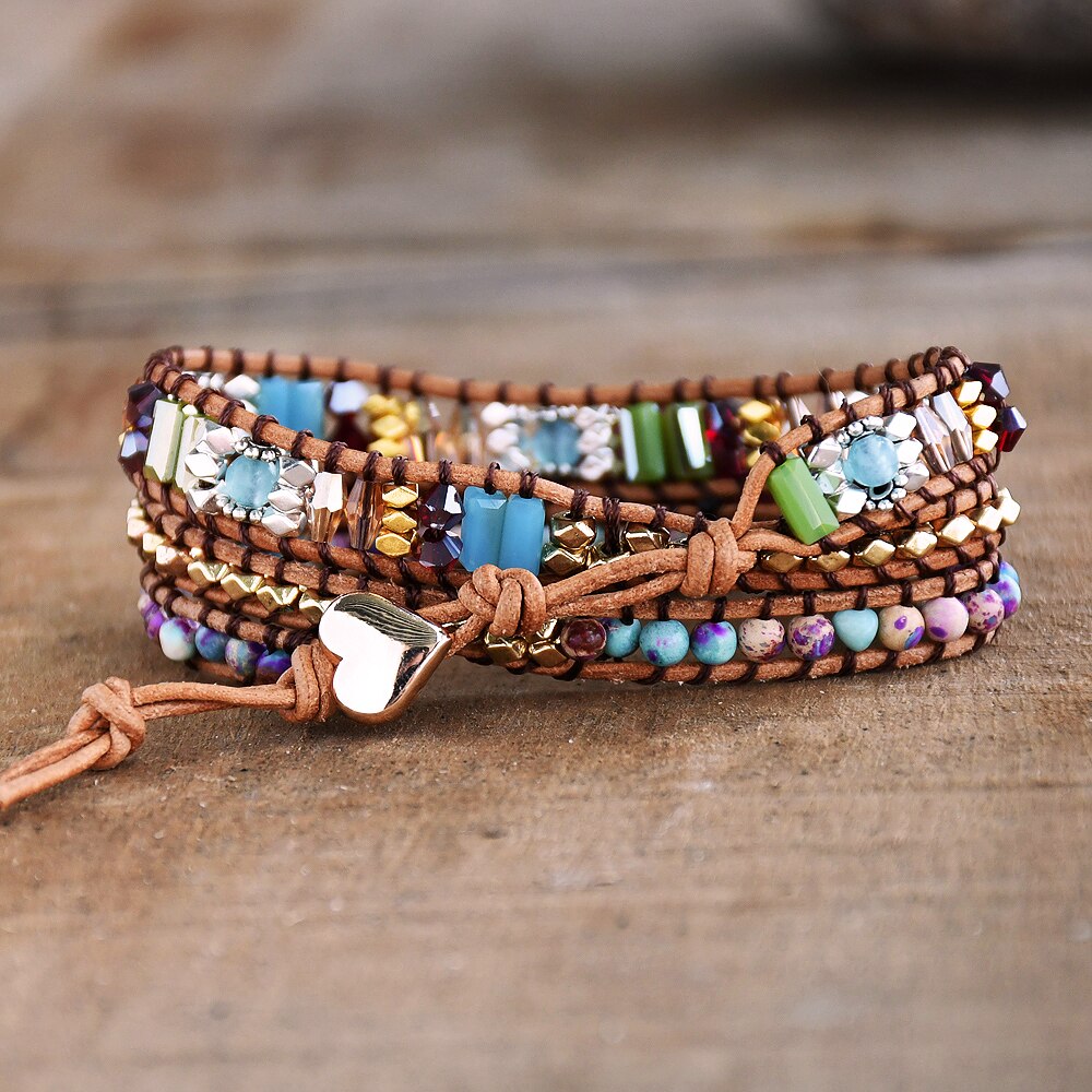 Wikkelarmband - Rhodoniet & Imperial Jaspis Belleza