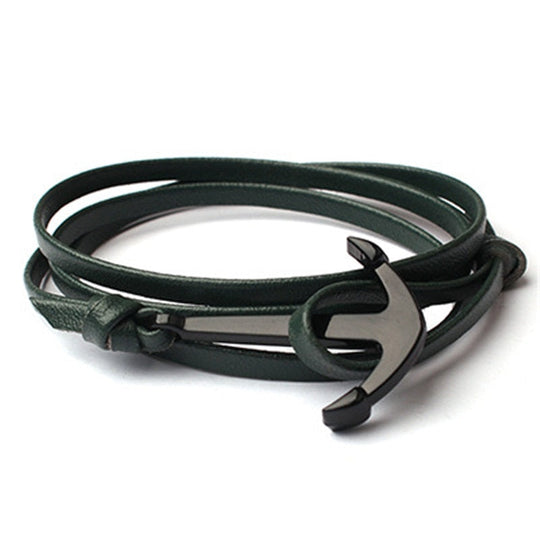 Mannen Leren Anker Armband Belleza