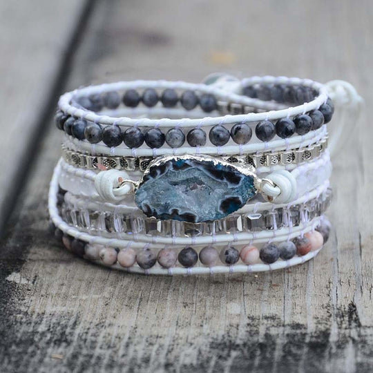 Magische Labradoriet & Druzy Kristal Gevlochten Armband Belleza