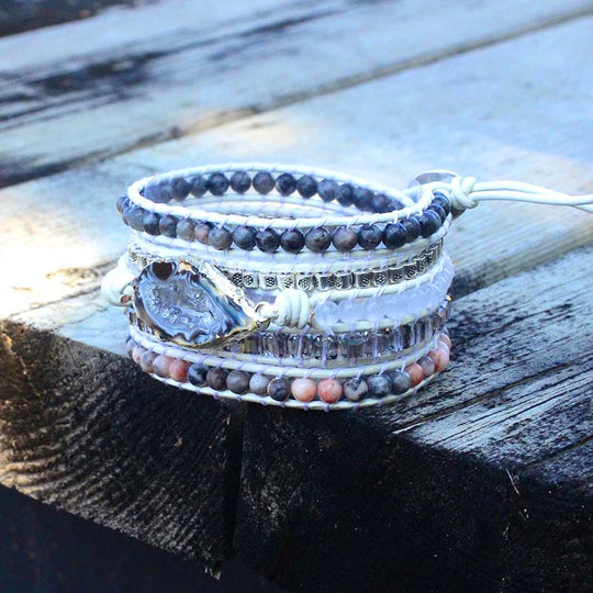 Magische Labradoriet & Druzy Kristal Gevlochten Armband Belleza