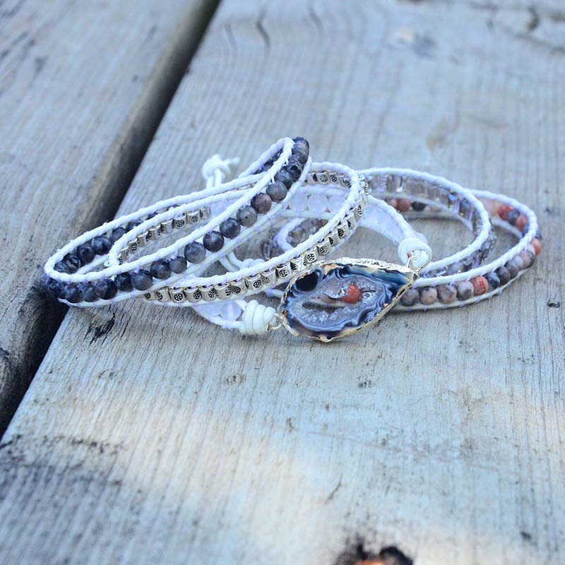 Magische Labradoriet & Druzy Kristal Gevlochten Armband Belleza