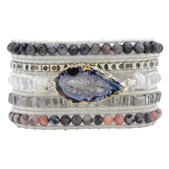 Magische Labradoriet & Druzy Kristal Gevlochten Armband Belleza