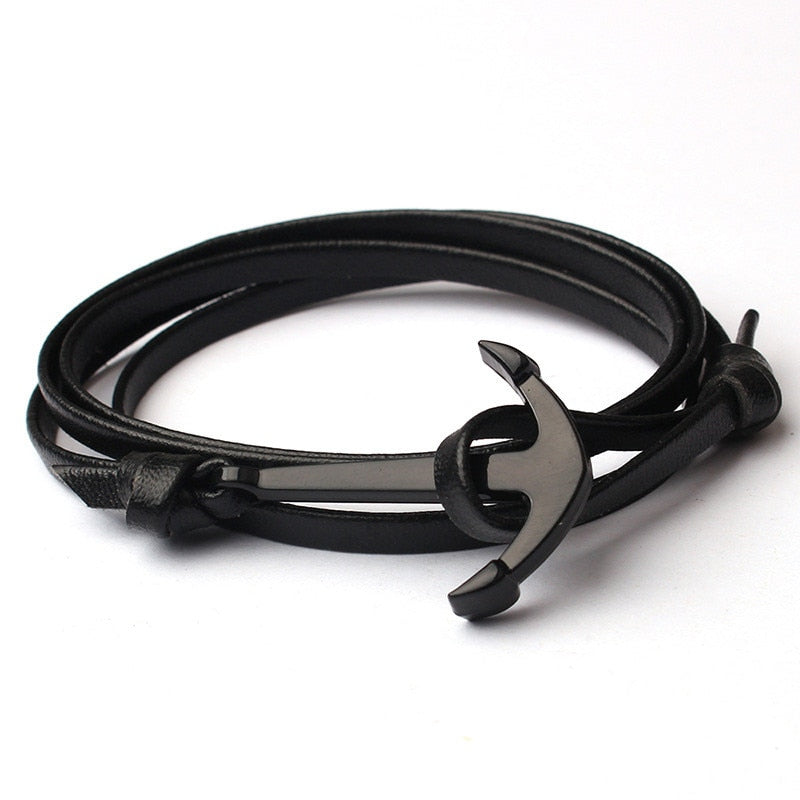 Mannen Leren Anker Armband Belleza