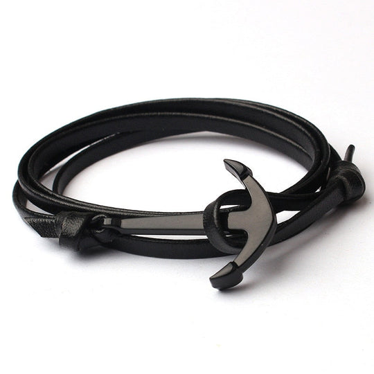 Mannen Leren Anker Armband Belleza