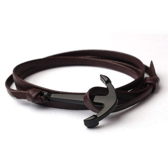 Mannen Leren Anker Armband Belleza