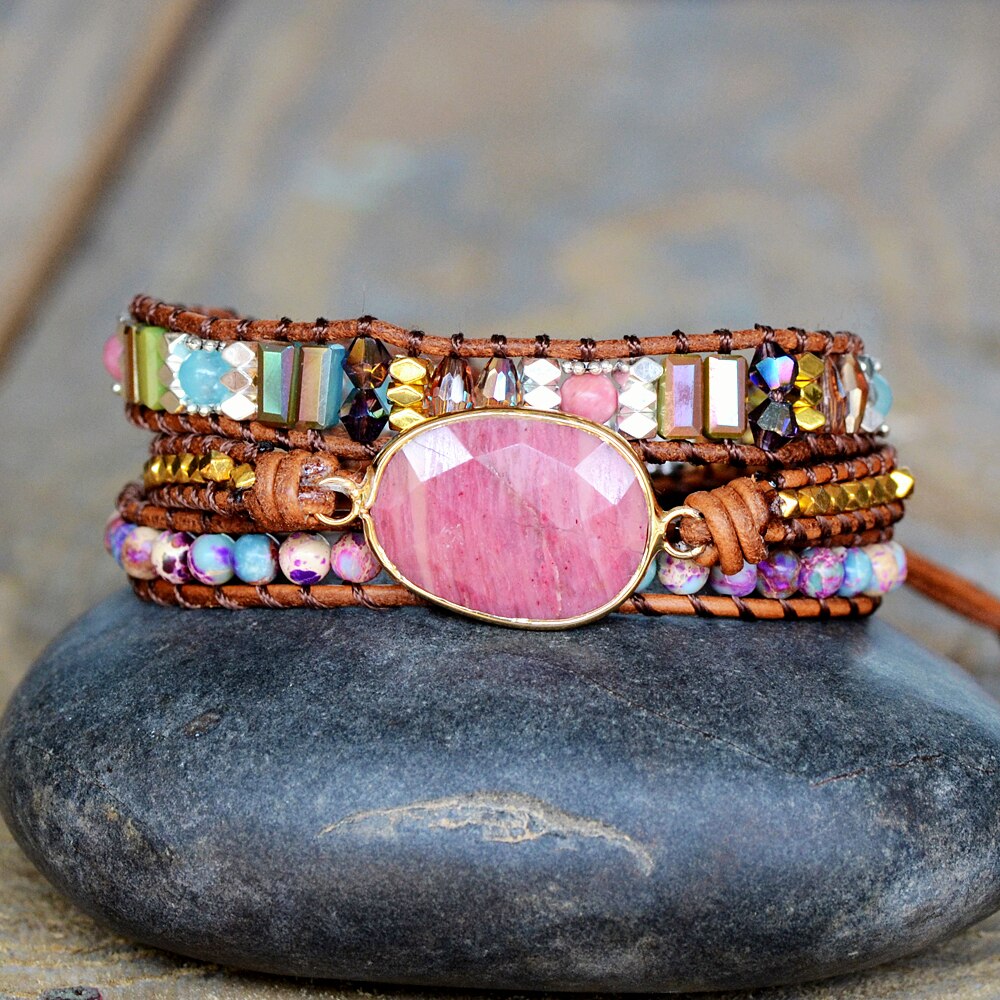 Wikkelarmband - Rhodoniet & Imperial Jaspis Belleza