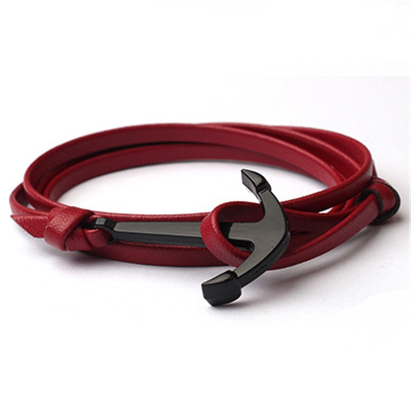 Mannen Leren Anker Armband Belleza