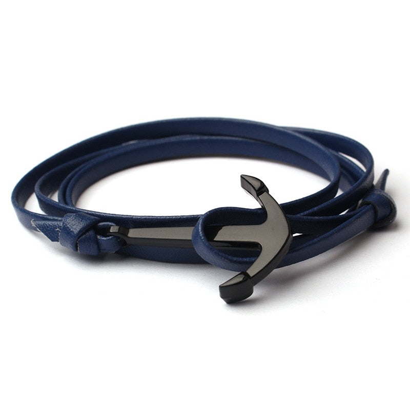 Mannen Leren Anker Armband Belleza