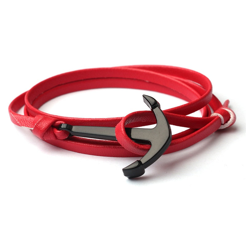 Mannen Leren Anker Armband Belleza