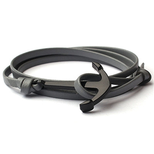 Mannen Leren Anker Armband Belleza