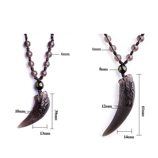 Obsidiaan Wolf Tand Hanger Ketting Belleza