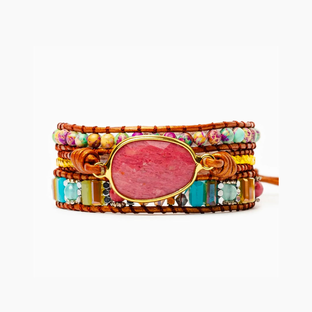 Wikkelarmband - Rhodoniet & Imperial Jaspis