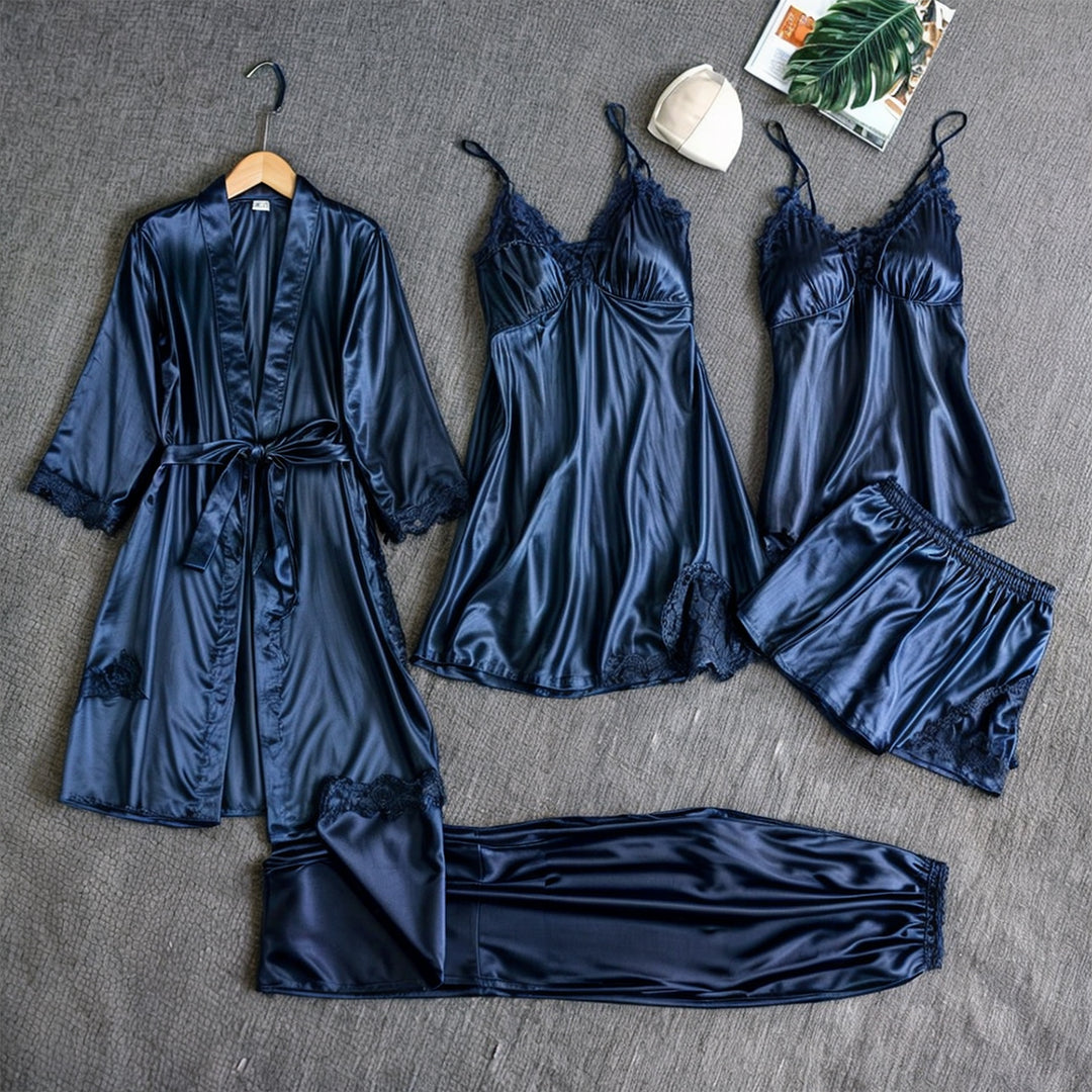 5-in-1 Satijnen Nachthemd Set