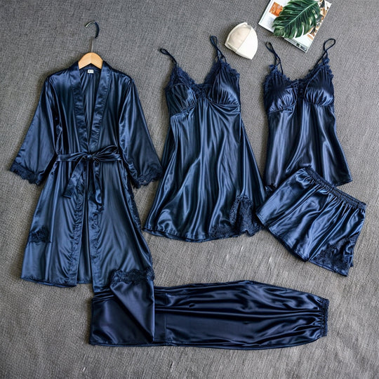 5-in-1 Satijnen Nachthemd Set