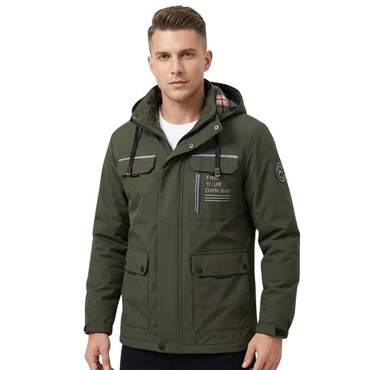 Heren Winterjas met Capuchon en Waterafstotende Afwerking