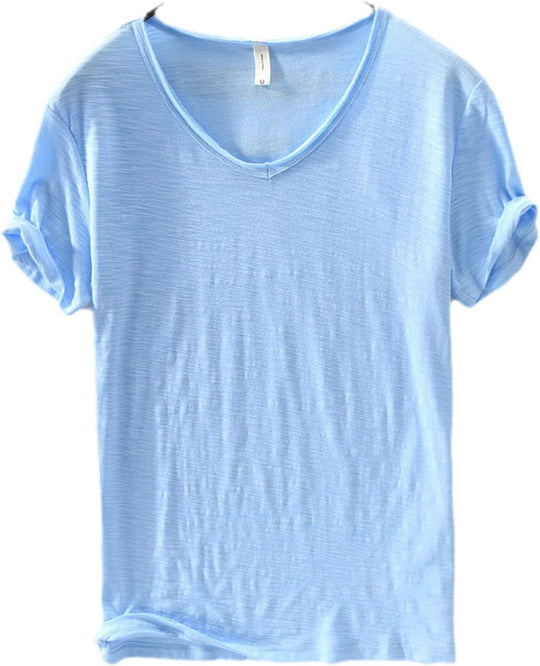 Mannen V-hals Linnen Katoenen Shirt