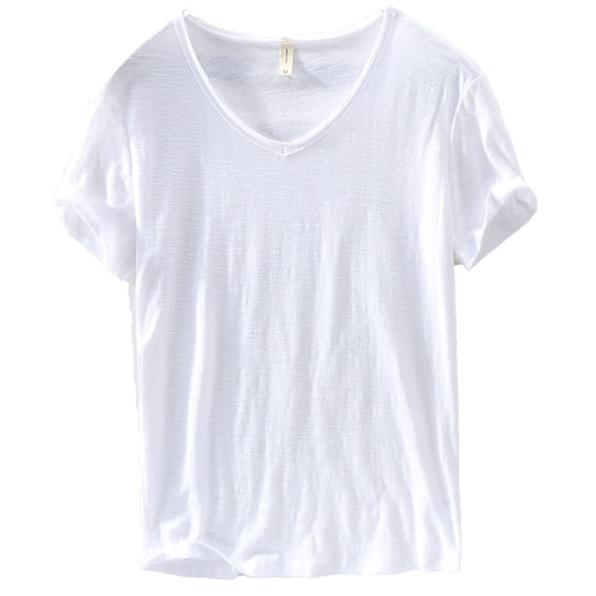 Mannen V-hals Linnen Katoenen Shirt