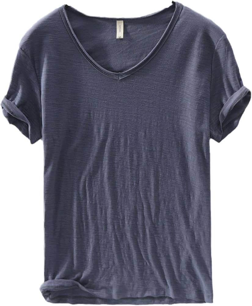 Mannen V-hals Linnen Katoenen Shirt