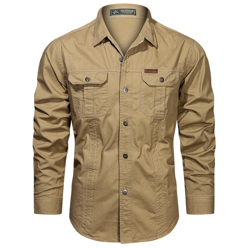 Heren shirt met lange mouwen in militaire stijl