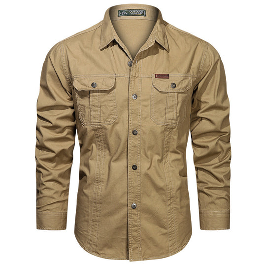 Heren shirt met lange mouwen in militaire stijl