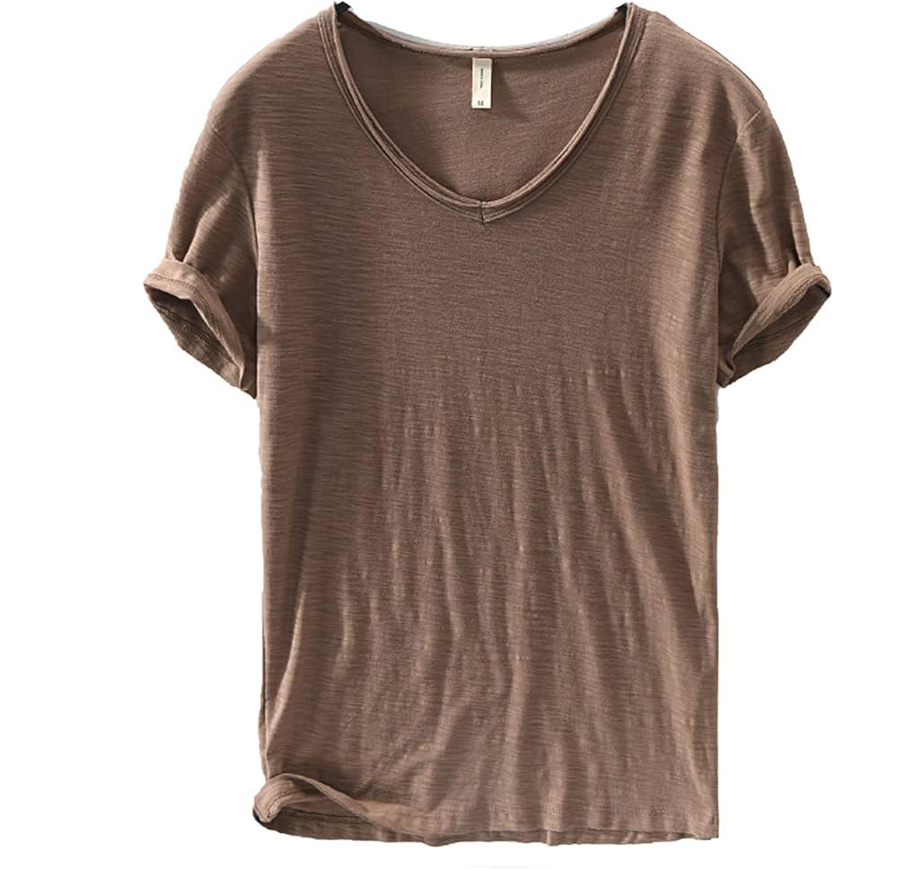Mannen V-hals Linnen Katoenen Shirt