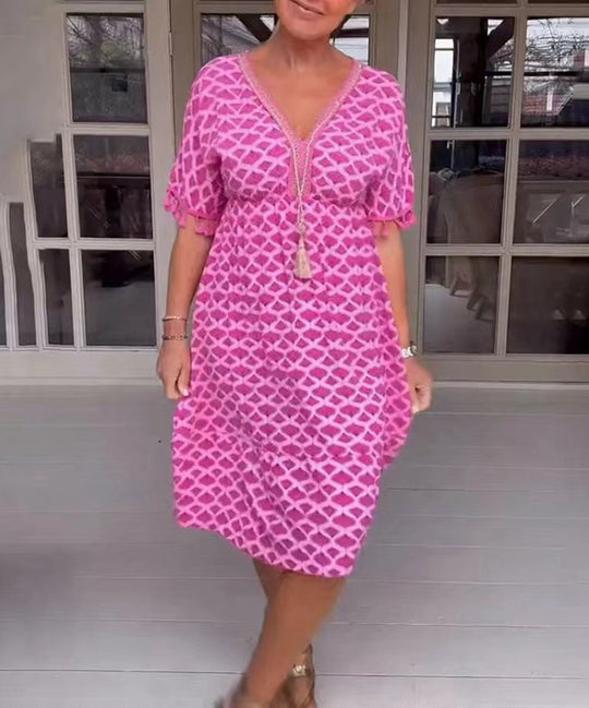 Dames Midi Jurk Boho Chic Ademend Losse Pasvorm
