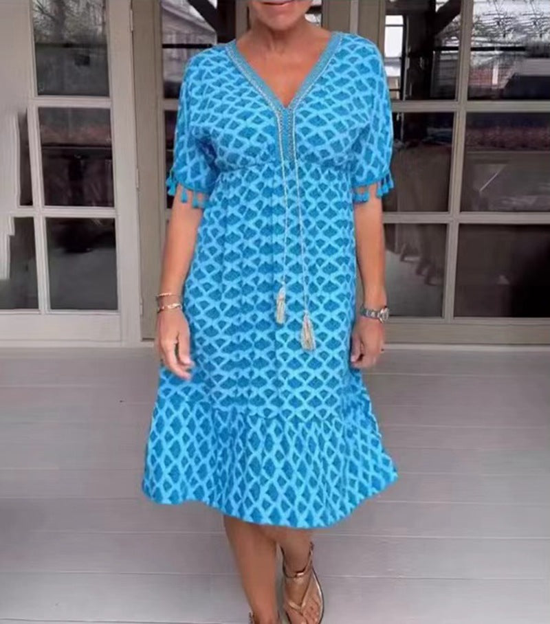 Dames Midi Jurk Boho Chic Ademend Losse Pasvorm