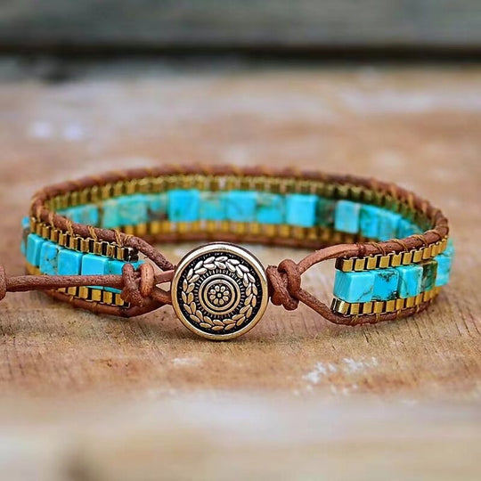 Armband voor Dames Boho Stijl met Turquoise Steentjes 1