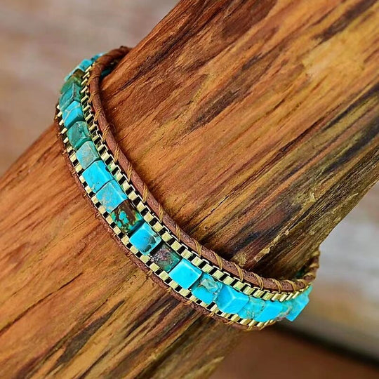 Armband voor Dames Boho Stijl met Turquoise Steentjes 2