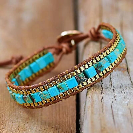 Armband voor Dames Boho Stijl met Turquoise Steentjes 3