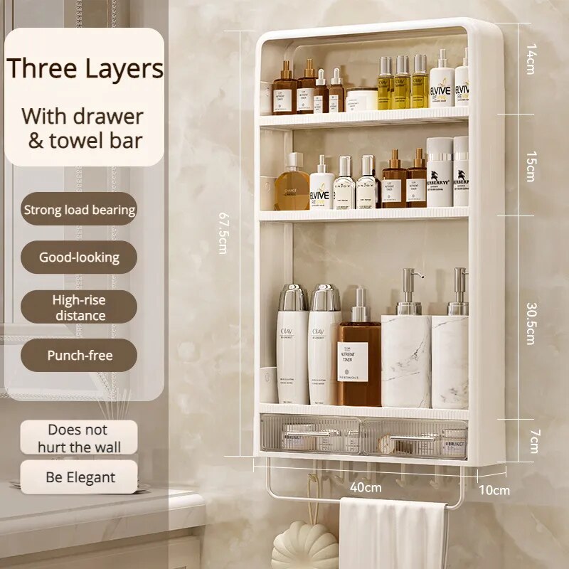 Badkamer Plank Wandgemonteerd Organizer Drielaags Modern Minimalistisch 6