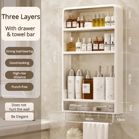 Badkamer Plank Wandgemonteerd Organizer Drielaags Modern Minimalistisch 6