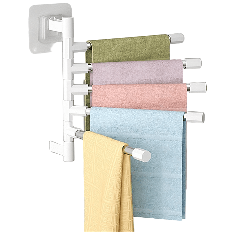 Badkamerrek Wandmontage Draaibaar 5-Laags Organizer voor Handdoeken en Toiletartikelen 0