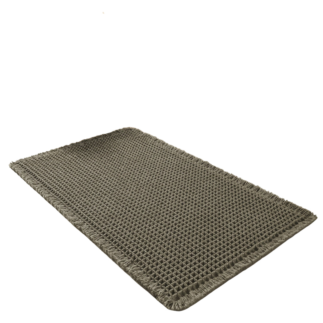Badmat met Wafelstructuur en Kwastjes voor Badkamer 0