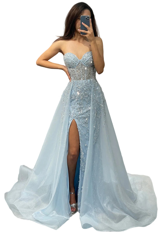 Dames A-lijn Baljurk met Corset en Split 0